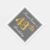 Elegant Grijs, Faux Goud 48ste Verjaardag; Aangepa Servet (Hoek)