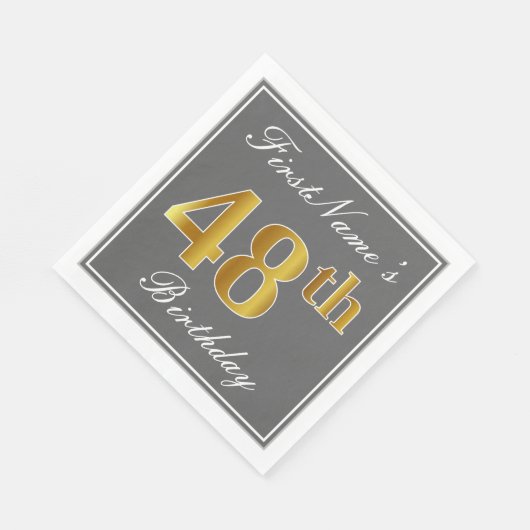 Elegant Grijs, Faux Goud 48ste Verjaardag; Aangepa Servet (Hoek)