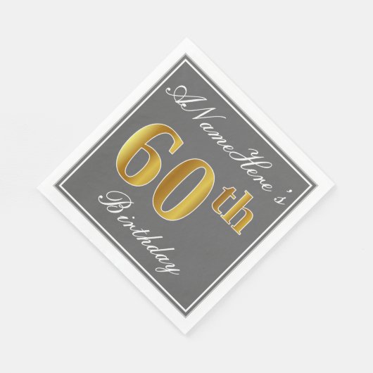 Elegant Grijs, Faux Goud 60e Verjaardag; Aangepast Servet (Hoek)