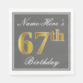 Elegant Grijs, Faux Goud 67e Verjaardag; Aangepast Servetten (Voorkant)