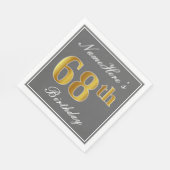 Elegant Grijs, Faux Goud 68ste Verjaardag; Aangepa Servetten (Hoek)