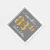 Elegant Grijs, Faux Goud 88e Verjaardag; Aangepast Servet (Hoek)
