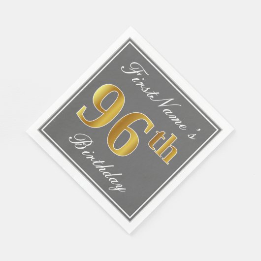 Elegant Grijs, Faux Goud 96e Verjaardag; Aangepast Servet (Hoek)