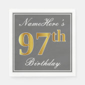 Elegant Grijs, Faux Goud 97e Verjaardag; Aangepast Servetten (Voorkant)