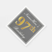 Elegant Grijs, Faux Goud 97e Verjaardag; Aangepast Servetten (Hoek)