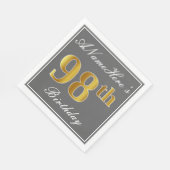 Elegant Grijs, Faux Goud 98ste Verjaardag; Aangepa Servet (Hoek)