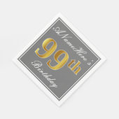 Elegant Grijs, Faux Goud 99e Verjaardag; Aangepast Servet (Hoek)