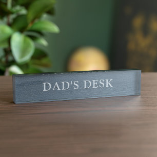 Elegant grijs Faux Leather Dad's Desk Naam Bord Naambordje