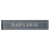 Elegant grijs Faux Leather Dad's Desk Naam Bord Naambordje (Voorkant)