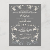 Elegant grijs floral briefkaart repetitie diner (Voorkant)