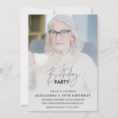 Elegant Grijs Foto 99ste verjaardagsfeestje Kaart (Voorkant)