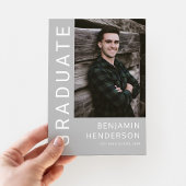 Elegant grijs foto Afstuderen Aankondiging