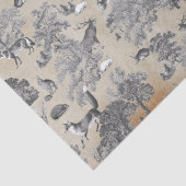 Elegant  Grijs Fox Haas Woodland Toile Kraft Tissuepapier (Detail)