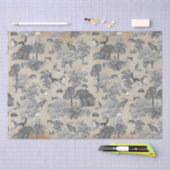 Elegant  Grijs Fox Haas Woodland Toile Kraft Tissuepapier (Craft)
