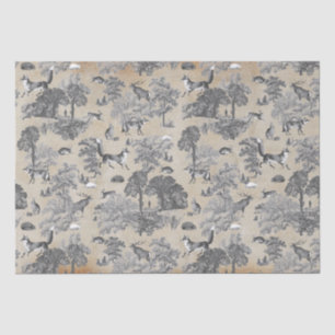 Elegant  Grijs Fox Haas Woodland Toile Kraft Tissuepapier