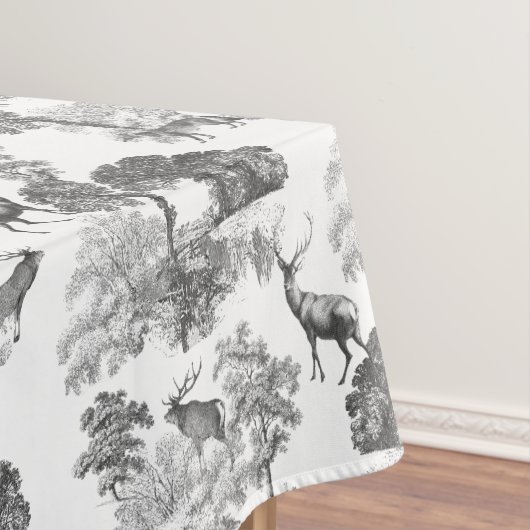 Elegant grijs Frans toile hertenbos Tafelkleed (Voorbeeld)