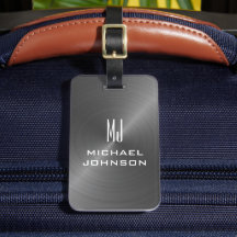 Elegant grijs geborsteld metallisch monogrammen In