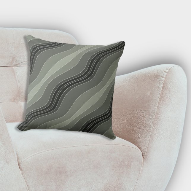 Elegant grijs gelaagd lijnenpatroon kussen (Elegant Grey Layered Lines Pattern Throw Pillow, Living Room)