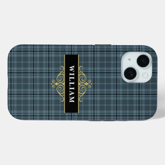 Elegant grijs geplakt goud monogram Case-Mate iPhone case (Achterkant (horizontaal))