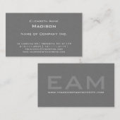 Elegant grijs getextureerd monogram Centraal Klass Visitekaartje (Voorkant / Achterkant)