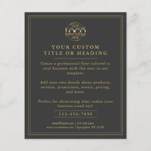 Elegant Grijs & Goud Business Logo Promotional Flyer