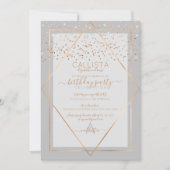 Elegant Grijs Goud Confetti Border Verjaardag Kaart (Voorkant)