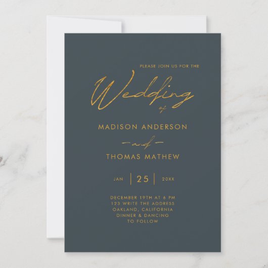 Elegant grijs goud moderne typografie RSVP bruilof Kaart (Voorkant)