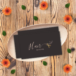 Elegant Grijs Goud Schaar Kapper Haarsalon Afsprakenkaartje