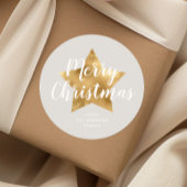Elegant Grijs Goud Ster Kerstmis Ronde Sticker