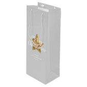 Elegant Grijs Goud Ster Vrolijk Kerstfeest Wijn Cadeautas (Voorkant Gekanteld)