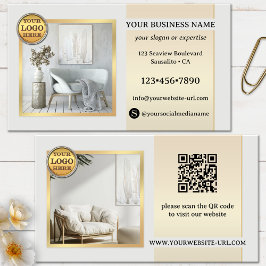 Elegant grijs gouden meubels of interieurontwerp visitekaartje