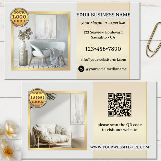 Elegant grijs gouden meubels of interieurontwerp visitekaartje