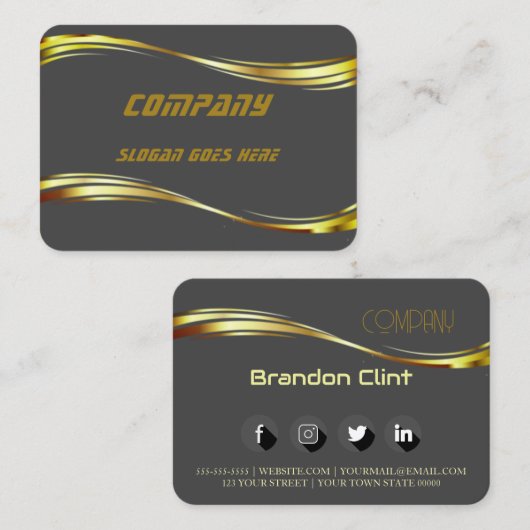 Elegant grijs - goudprofessioneel visitekaartje (Voorkant / Achterkant)