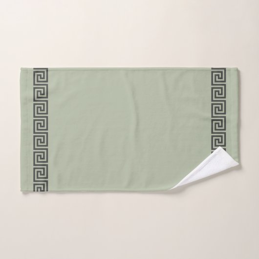 Elegant Grijs Grieks Patroon op Sage Green Bad Handdoek (Handdoek)