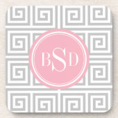 Elegant grijs Grieks zeer belangrijk geometrisch Drankjes Onderzetter (Voorkant)