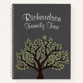Elegant Grijs Groen Blad Genealogie Family Tree Notitieboek (Voorkant)