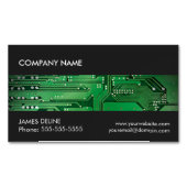 Elegant Grijs Groen Circuit Computer Reparatie Magnetisch Visitekaartje (Voorkant)