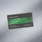 Elegant Grijs Groen Circuit Computer Reparatie Magnetisch Visitekaartje (Voorbeeld)