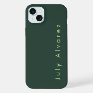 Elegant Grijs Groen Minimalist Naam toevoegen iPhone 15 Plus Case