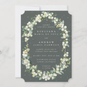 Elegant Grijs Groen Snowberry+Eucalyptus Bruiloft Kaart (Voorkant)