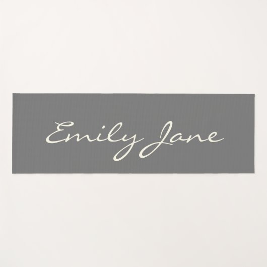 Elegant grijs handgeschreven scriptnaam Aangepast Yogamat (Voorkant (horizontaal))