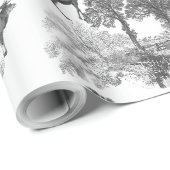 Elegant  Grijs Herten Fox Country Toile Cadeaupapier (Rol Hoek)