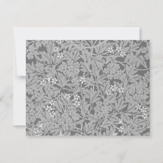 Elegant Grijs Jasmijn Bloemen Botanisch Notitiekaartje (Achterkant)