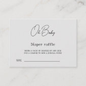 Elegant Grijs Kalligrafie Baby shower Luier Raffle Informatiekaartje (Voorkant)