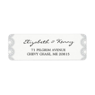 Elegant grijs kant retour adres label