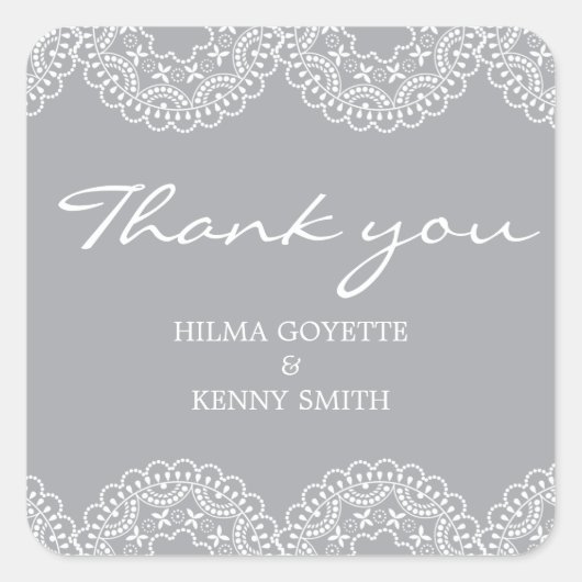 Elegant grijs kant retour dank u Sticker (Voorkant)