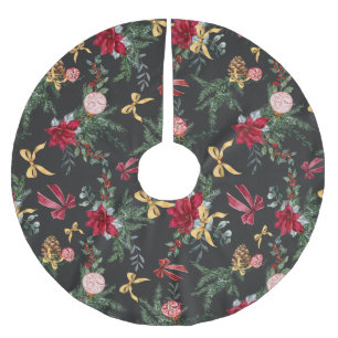 Elegant grijs kerst botanisch groenpatroon kerstboom rok