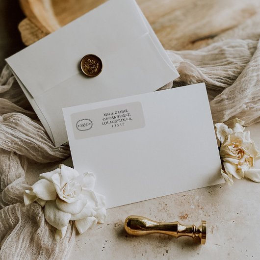 Elegant Grijs Klassiek Chic Monogram Retouradres Etiket