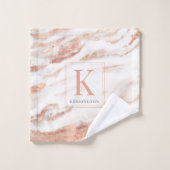 Elegant Grijs Koper Roos Gouden Folie Marmer Monog Bad Handdoek (Wasdoekje)