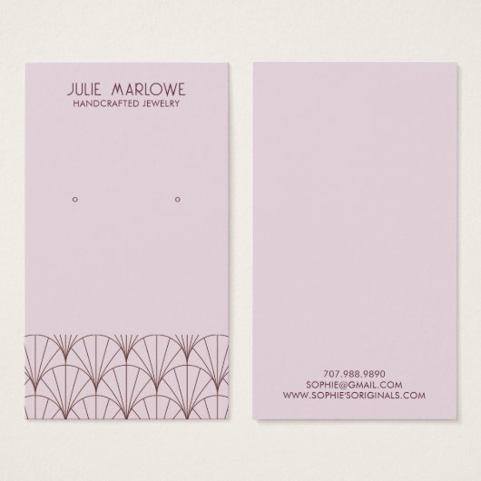 Elegant Grijs Lavendel Fan Patroon Oorbel Display Visitekaartje (Voorkant /achterkant)